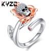 Jewelry, Gold-Plated Skull, Zircon Ring, Female, Rose Open Ring.
