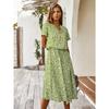 fashion women's clothing, Amazon's summer polka dot short-sleeved medium and long dress