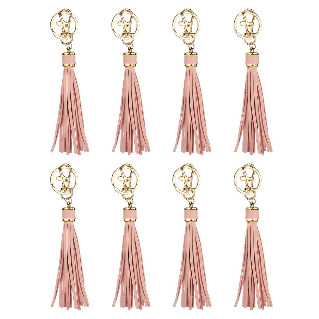 8pcs PU Leather Tassels PU Tassels with Key Rings Tassel Curtain Bag Tassel for Jewelry Making Phone Straps Handbag DIY Crafts
