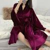 Loose Kimono Nightgown Winter New Robe Women Nightwear Bride Wedding Bathrobe Warm Velour Sleepwear Loungewear Intimate Lingerie