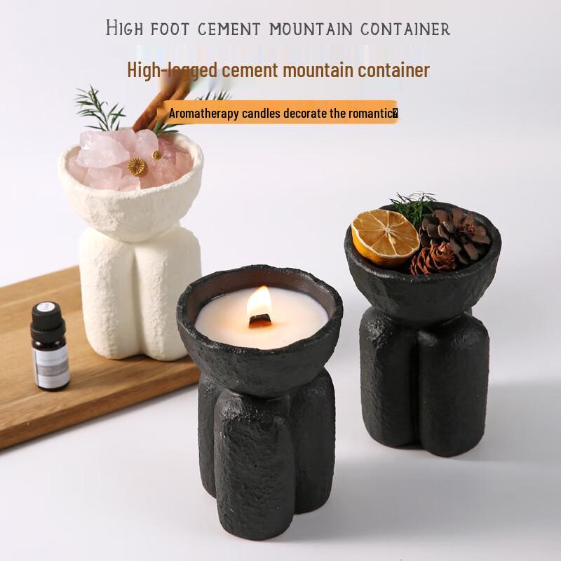 Cement Flower Goblet Flameless Diffuser & Candle Holder