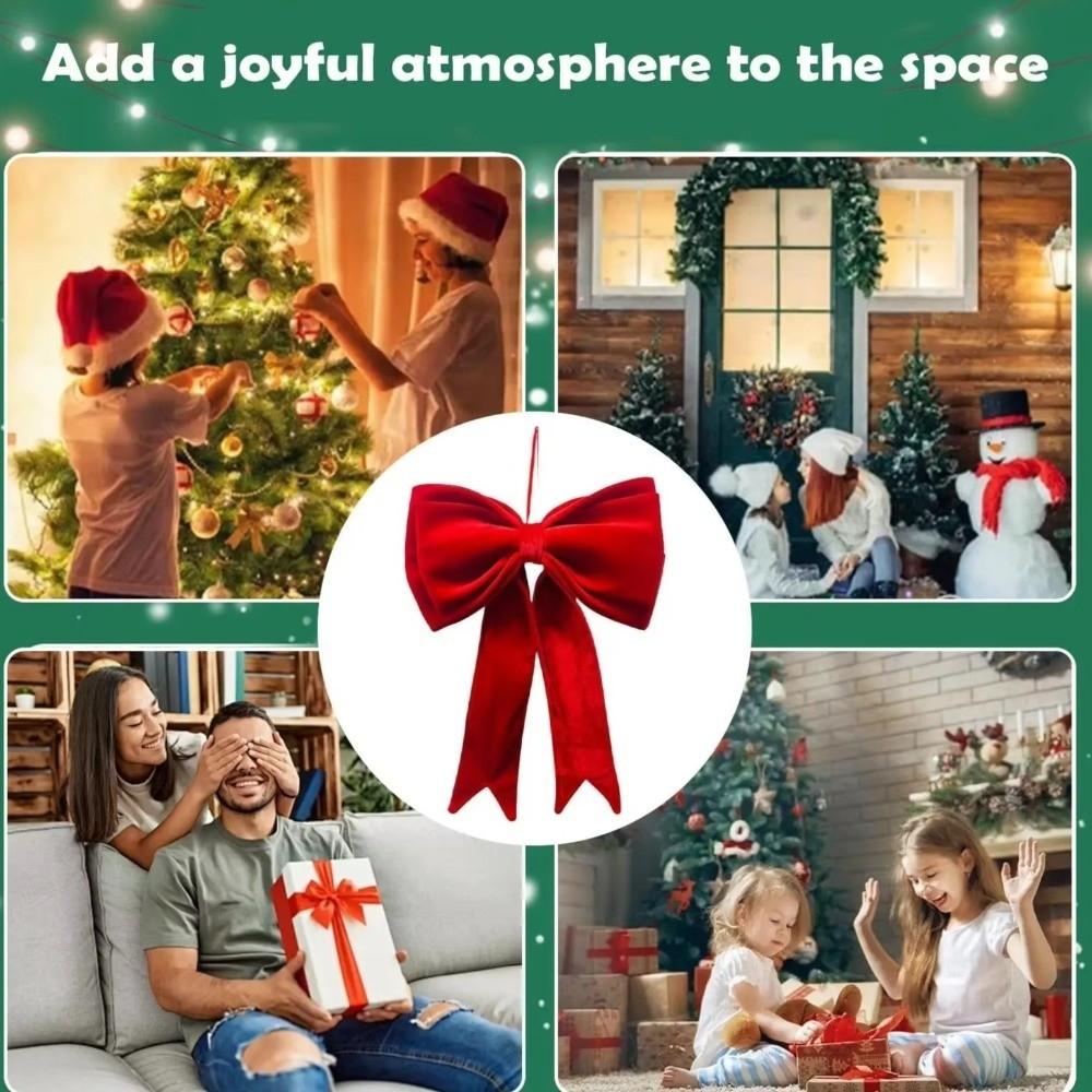 Red Bows Christmas Tree Topper Handmade Christmas Bows Ornaments Christmas Decor