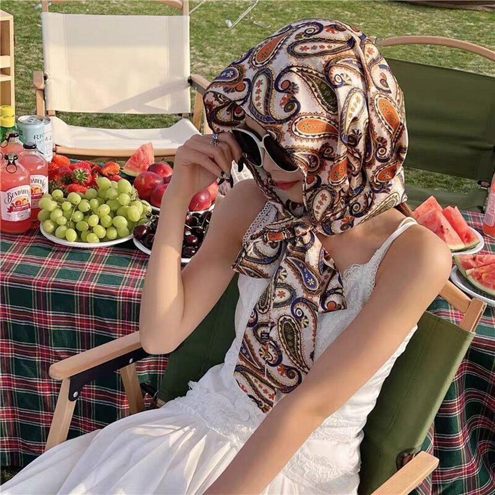 

Scarf Cap Flower Thin Scarves Summer Scarf Hat Sunscreen Scarf Korean Style Scarves Female Wraps D