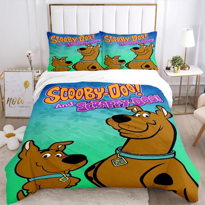 3dílná sada povlečení Scooby Doo Scrappy Doo, Obsahující 1 povlak na přikrývku a 2 povlaky na polštáře, Bez výplně, Měkké a pohodlné pro domácí ložnici F077