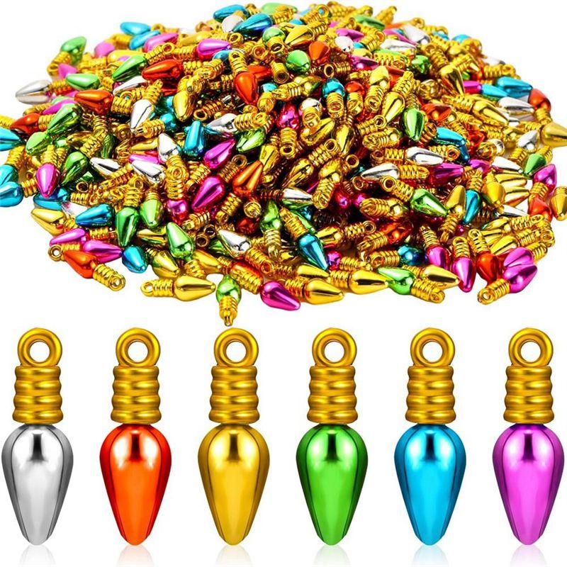 

AEE2-500 Pcs Mini Christmas Bulbs Beads Ornaments Plastic Christmas Beads Christmas Tree Hanging Ornaments For DIY Craft