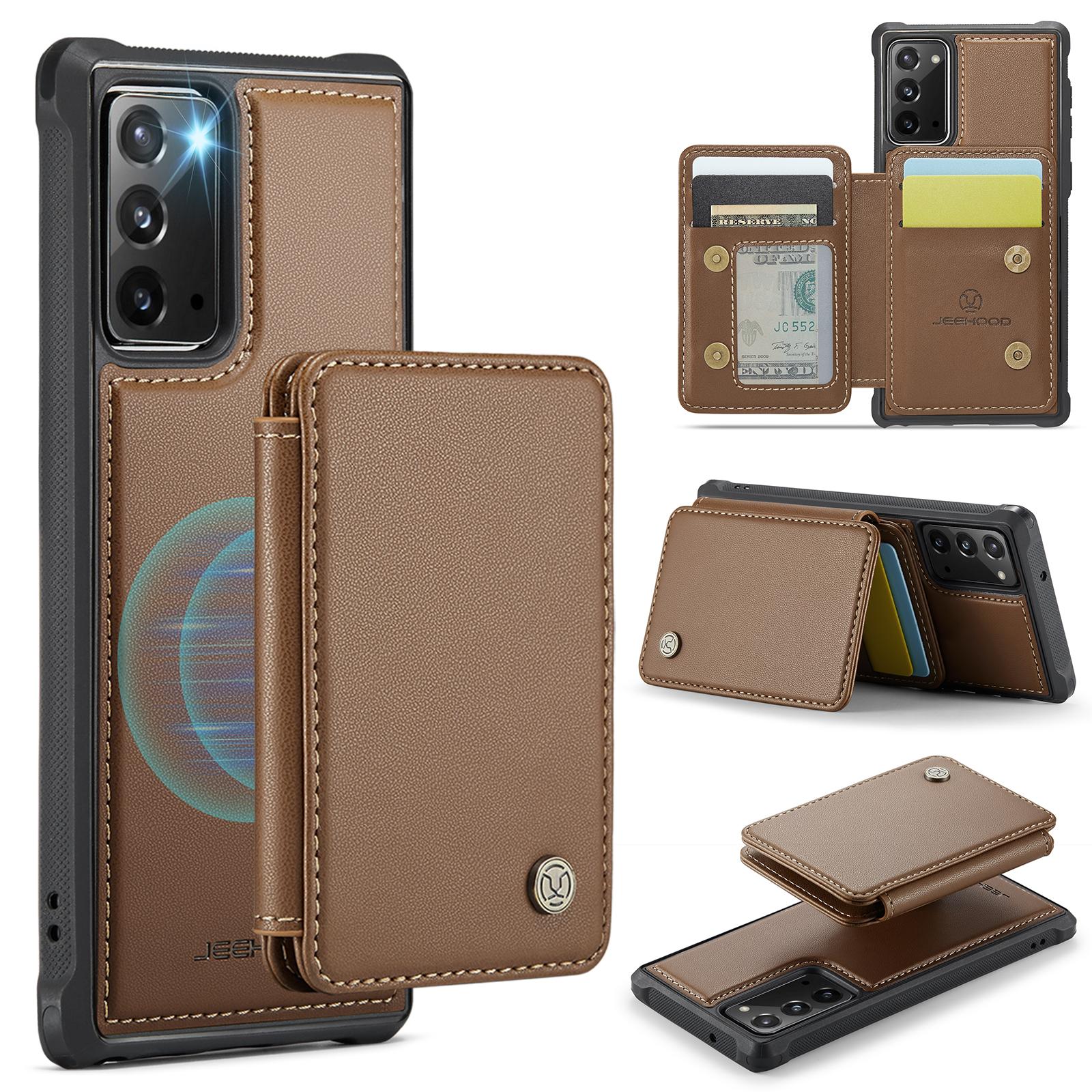 

For Samsung Galaxy Note20 Case JEEHOOD J05 Leather Mobile Cover with Detachable Magnetic Card Bag
