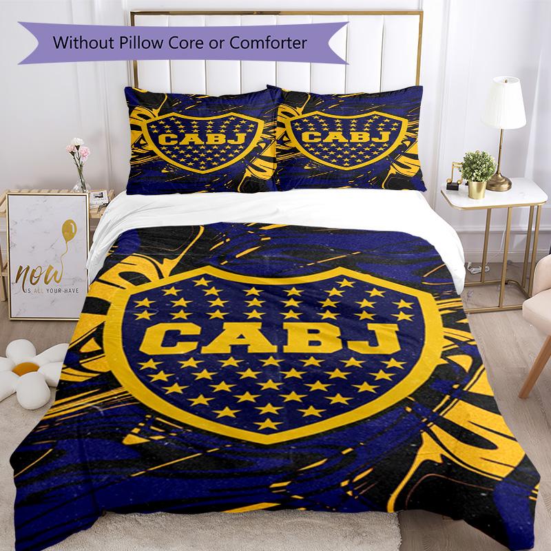 Boca Juniors Football Club Design Pattern Duvet Cover Set – includes 1 duvet cover and 2 matching pillowcases Bedroom decor Christmas gifts