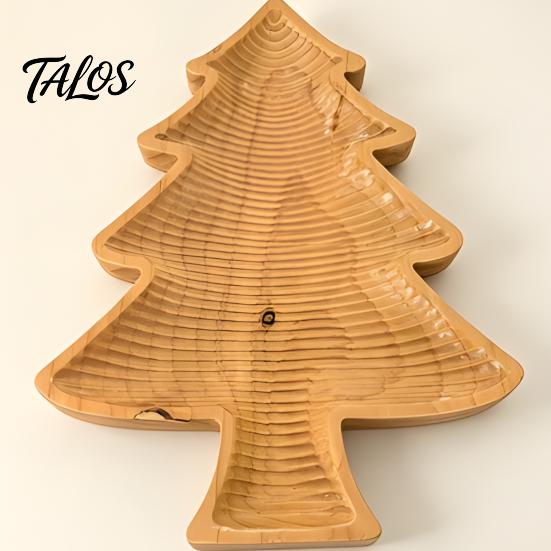 Wooden Candy Holder for Christmas Tree Serving Tray, Nut Dish, Xmas Tree‑Shaped Snack Storage Natural Wood Ornament Bowl Plate, Decorative Tabletop