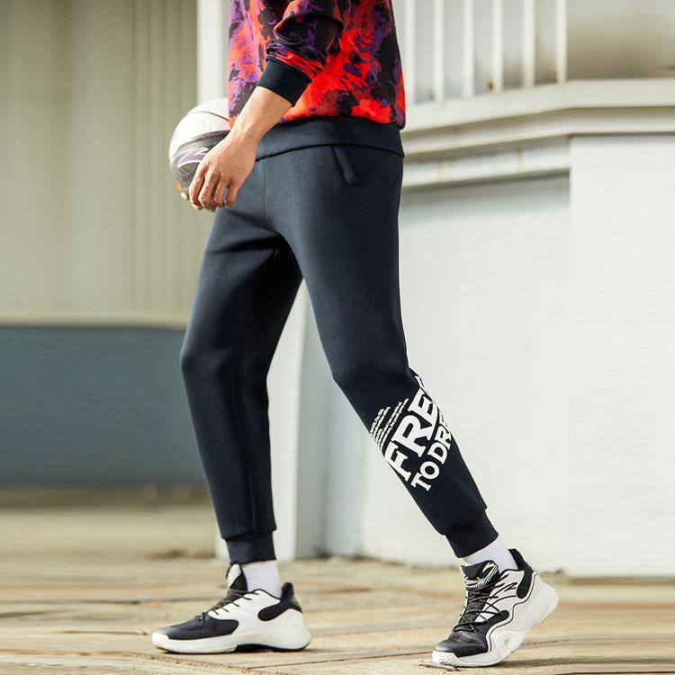 Anta Basketball Series Letter Pattern Knit Sports Joggers Men bottoms Black 152211319-1