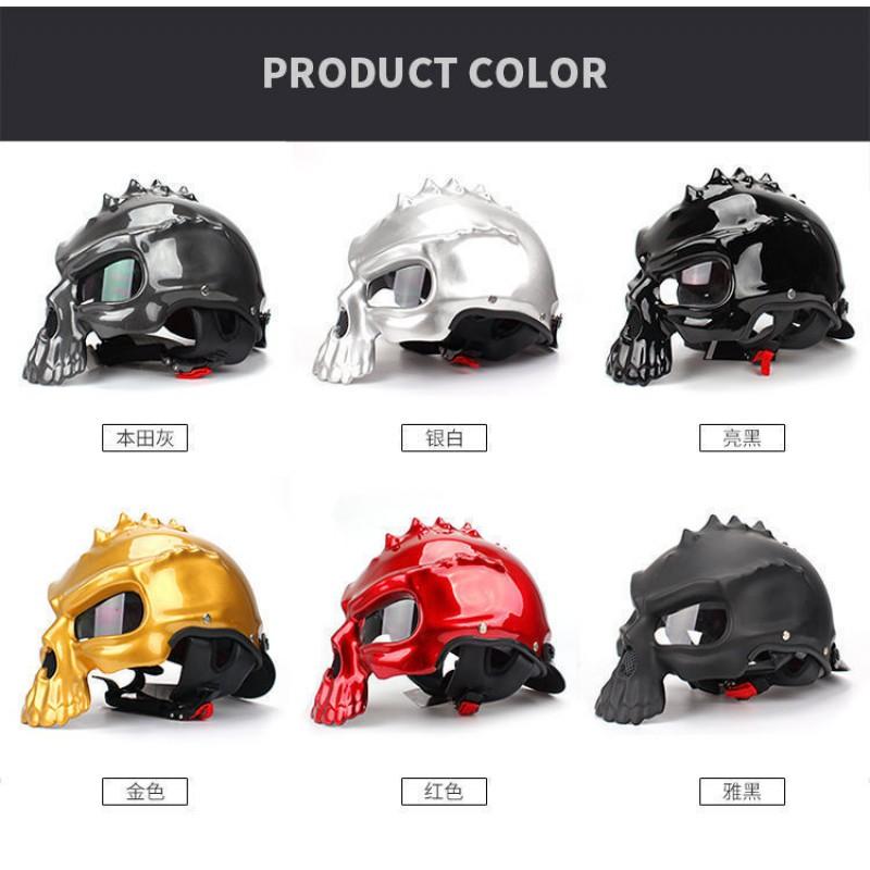 ABS Motorcycle Half Helmet With Reversible Skull Design Men Cycling Protective Gear Safety