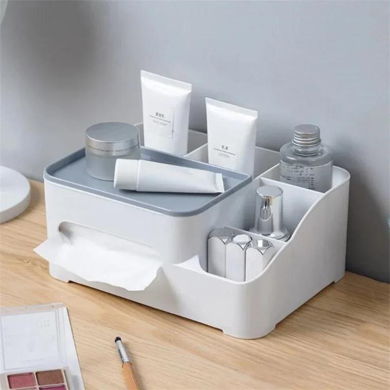 Multifunctional Tissue Storage Box Cover Napkin Holder Sundries Ontainer Stationery Organizer for Bedroom Office Bathroom Vanity