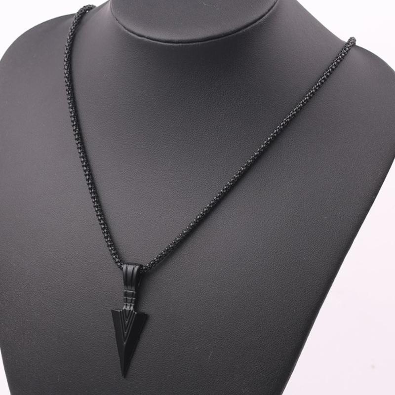 1Pc Arrow Head Pendant Necklace, Black Gold Silver Color Long Chain Jewelry for Women Men