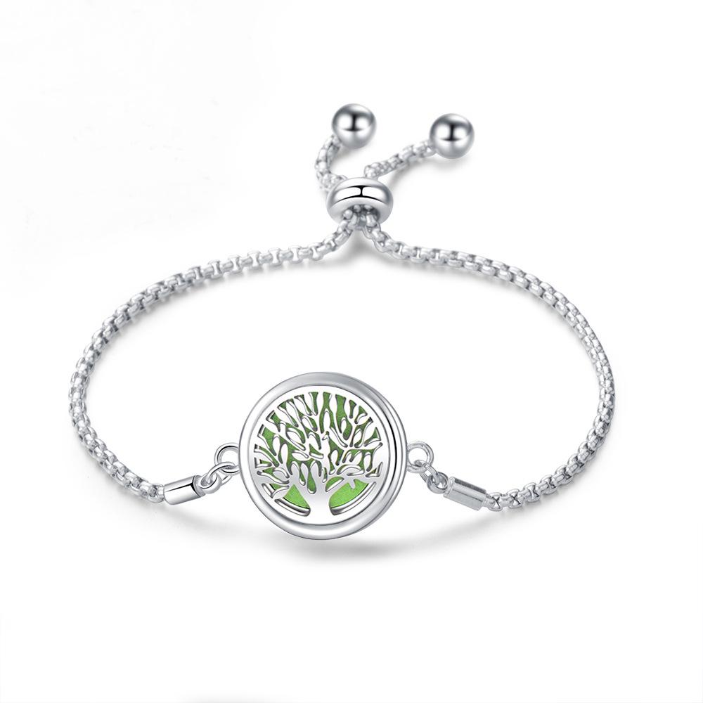 Edelstahl Lebensbaum Aromatherapie Armband - Verstellbar, Öffnungsbares Magnetdesign für ätherische Öle