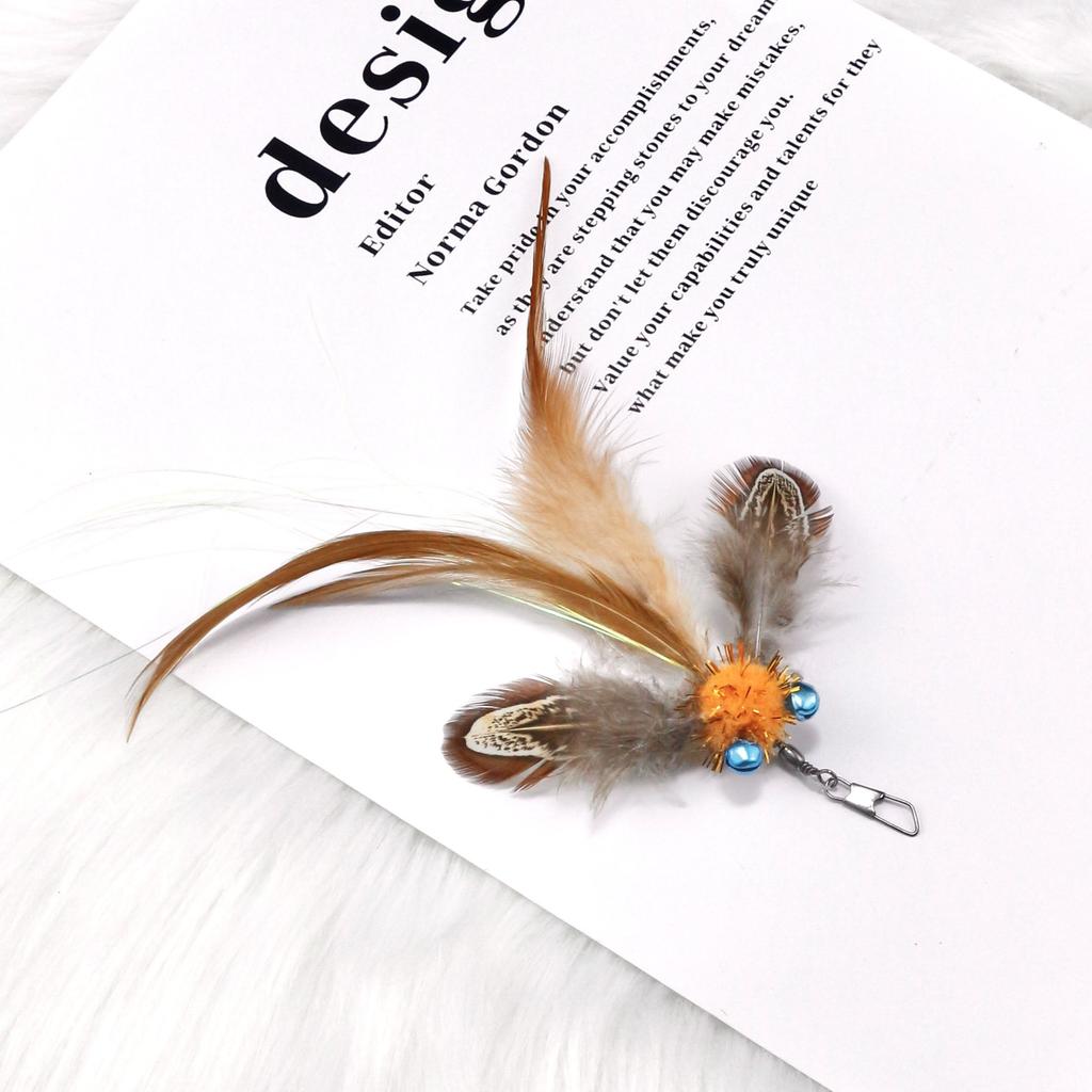 Cat Toy Wand Refill Heads 3PCS Goldfish Feather Teaser Stick Attachments Creative Interactive Replacement Parts for Kitten Play