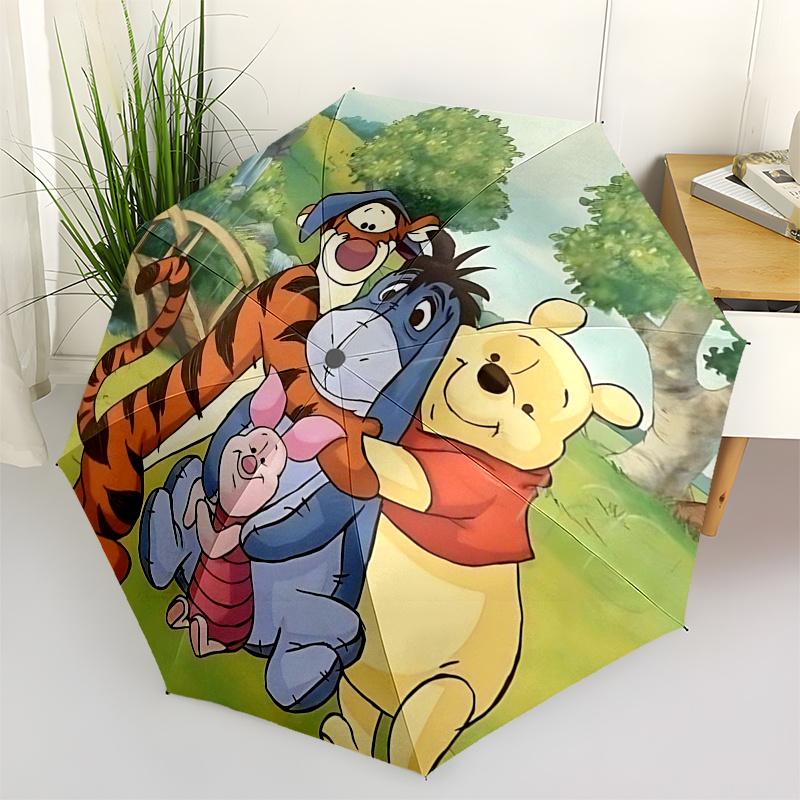 

Winnie and friends Themed Travel Umbrella-8 Ribs Automatic Opening and Closing, Portable Folding Design, Compact and Stylish Umbrella
