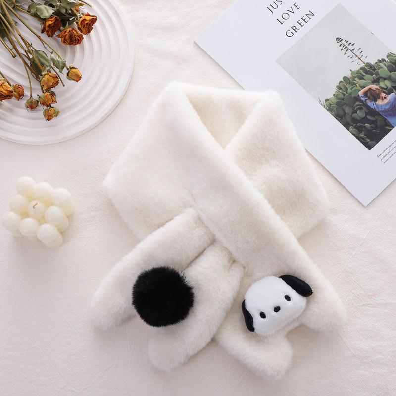 

Autumn And Winter Warm Cute White Plush Scarf Girl Cartoon Scarf Winter Thickened Versatile Neck Cover