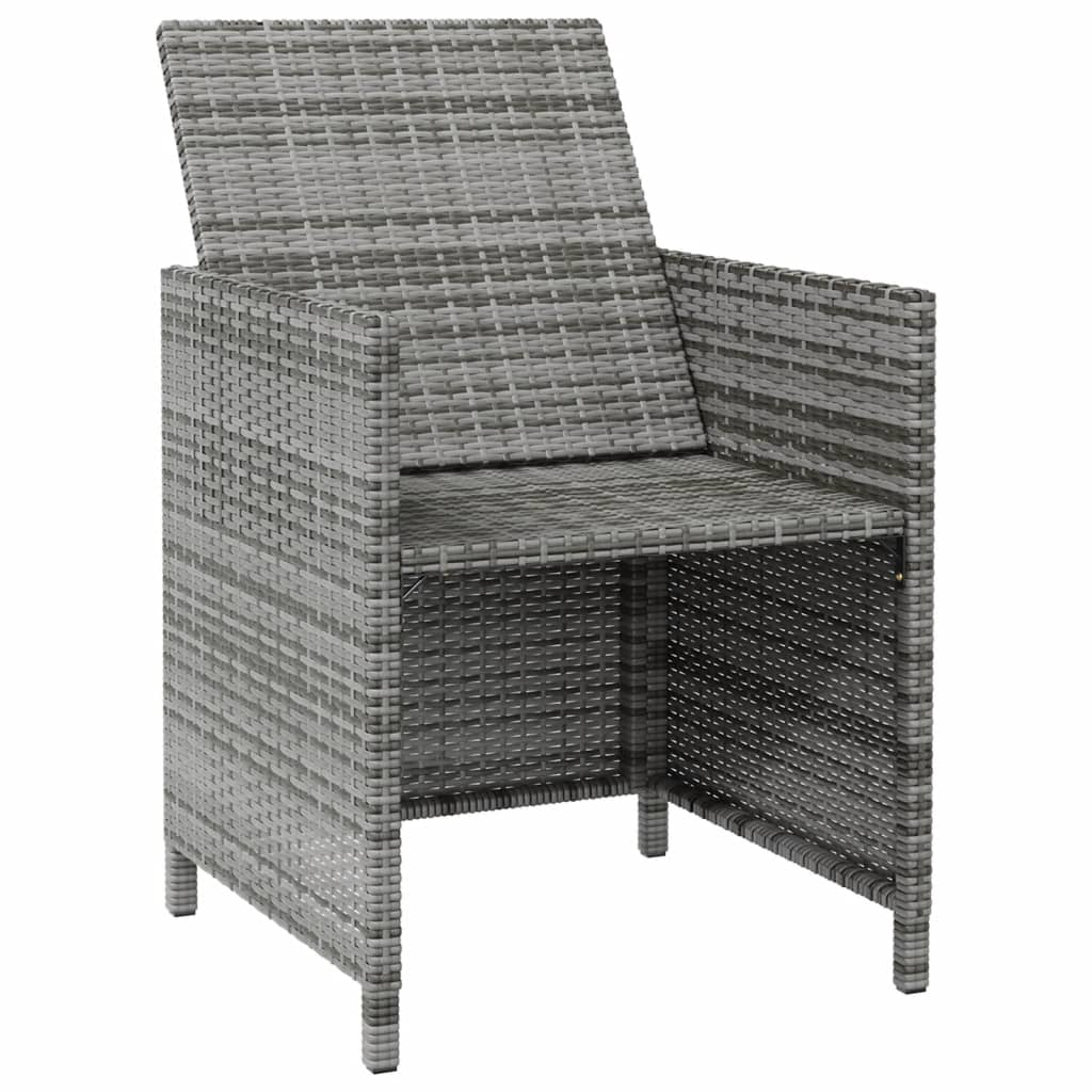 4 Piece Garden Chair and Footstool Set Grey Poly Rattan