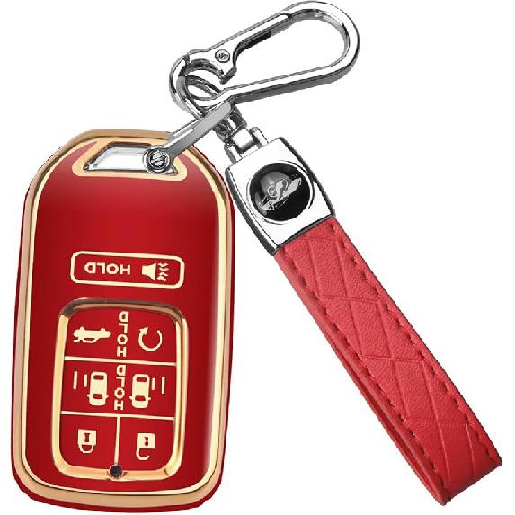 QBUC for Honda Odyssey 7 Button Key Fob Cover Case with Keychain for 2018-2024 Elite Touring EXL Sport EX Case Shell