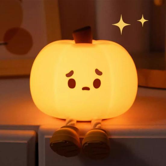 Halloween Pumpkin Night Light Soft Glow Timer Function Cordless Rechargeable Dimmable Silicone Bedside Lamp Party Decor