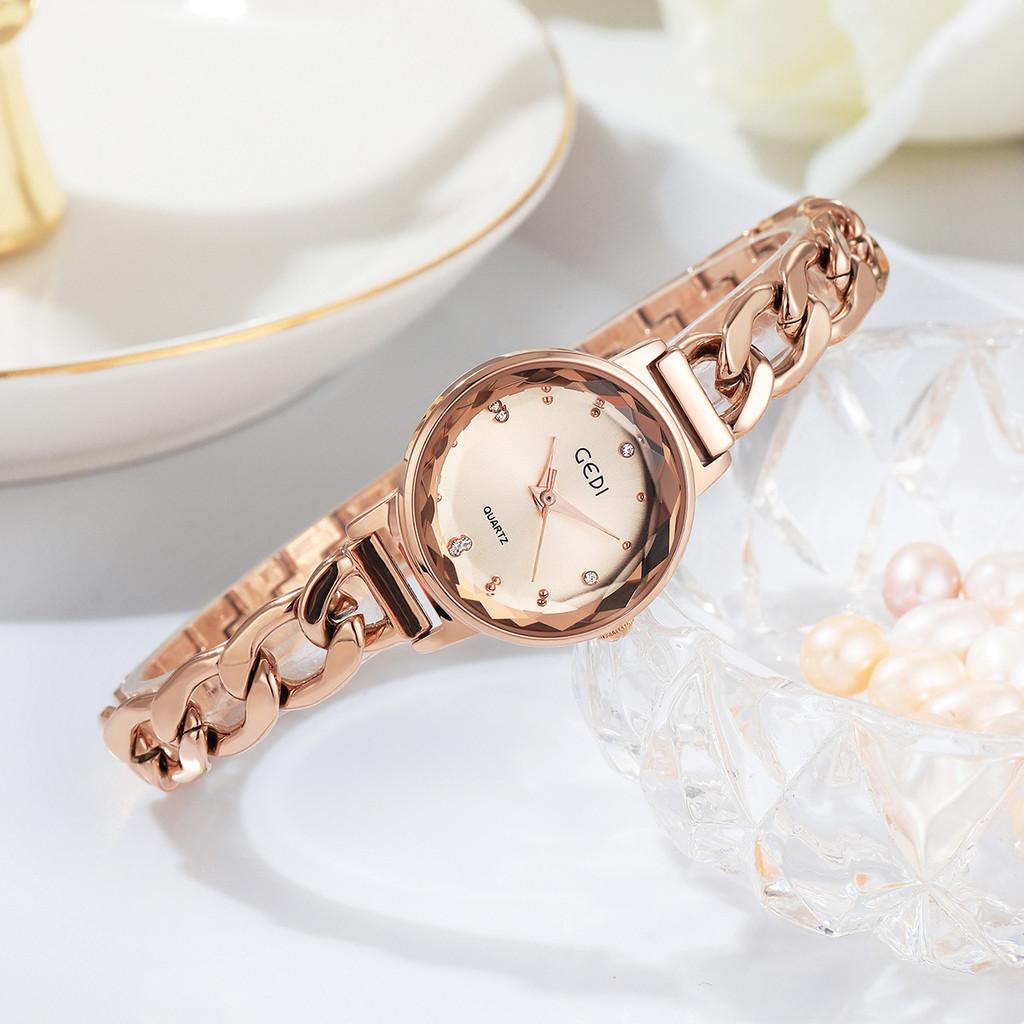 Gadi Elegant Womens Quartz Watch With Copper Chain Waterproof For Casual Daily Wear