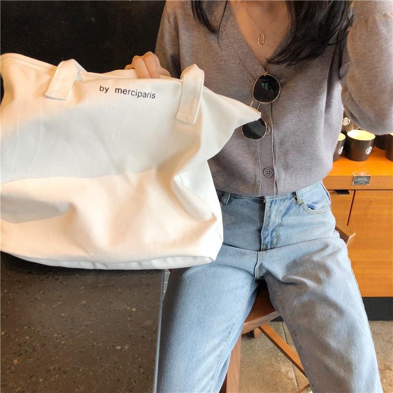 Women's Canvas Bag Cloth Bag Simple Cloth Bag Canvas Shoulder Bag Ulzzang Hand Bag