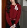 Herbst und Winter Kragen Spitze Träger Pullover Pullover für Damen Langarm Locker Gestricktes Oberteil