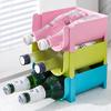 Wheat Straw Stackable Drink Organizer: Refrigerator Rack for Beer Cans & Wine Bottles