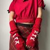 Punk Bow Fingerless Gloves Bowknot Warm Sleeves Fashion Y2K Oversleeve  JK