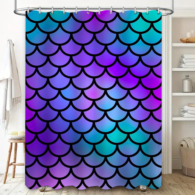 Rainbow Fish Scale Shower Curtain Bath Home Decor Waterproof Printed Fabric Size Options Available Free Shipping World Wide