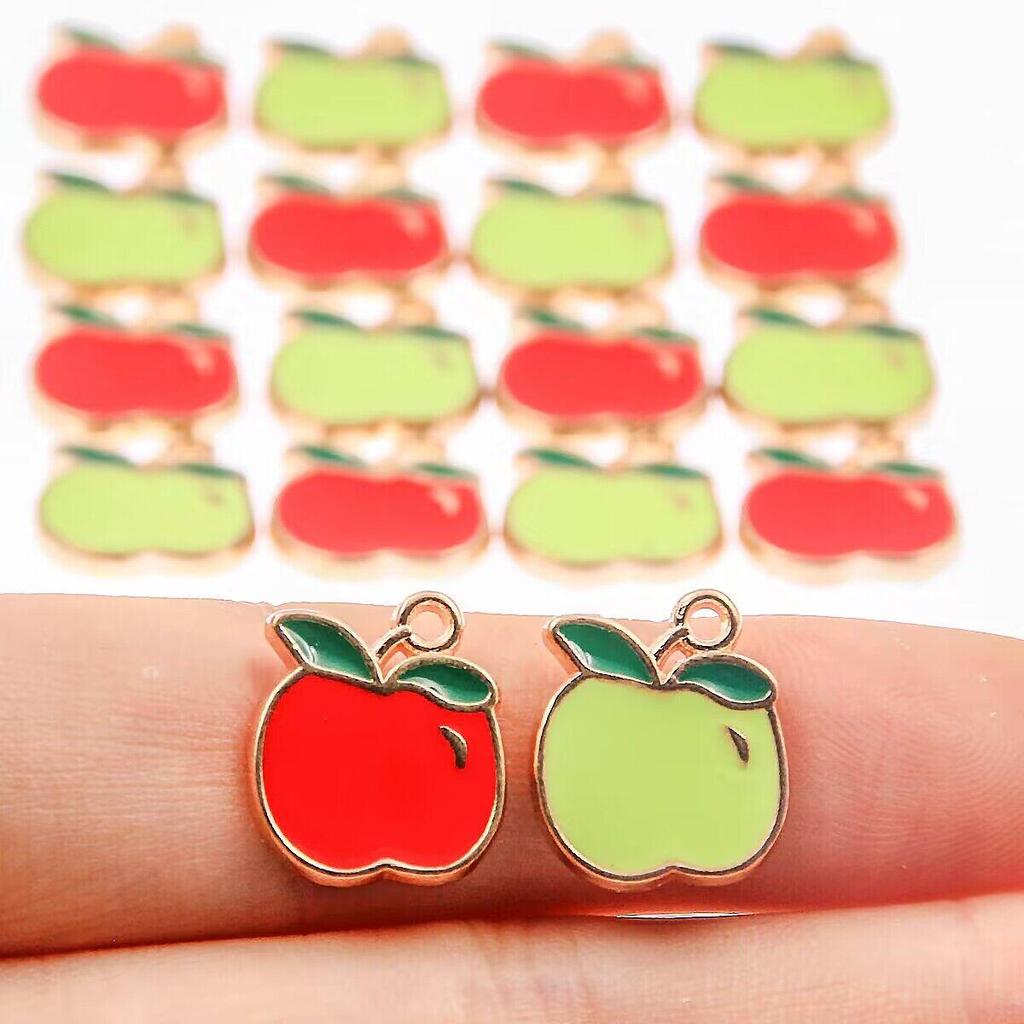 2 Colors KC Gold Drip Oil Apple Fruit Ornaments - 13x18mm DIY Creative Animal Pendants