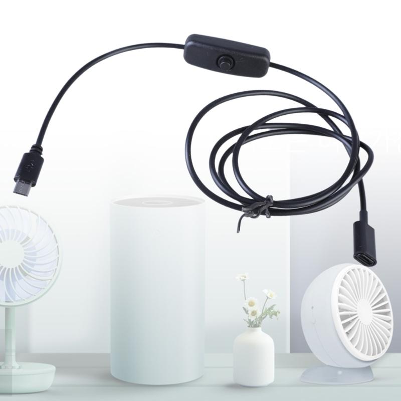 USB Type C Female to USB Male Charging Cable with Switching Button Support 5V3A Charging for 5V Devices 112cm