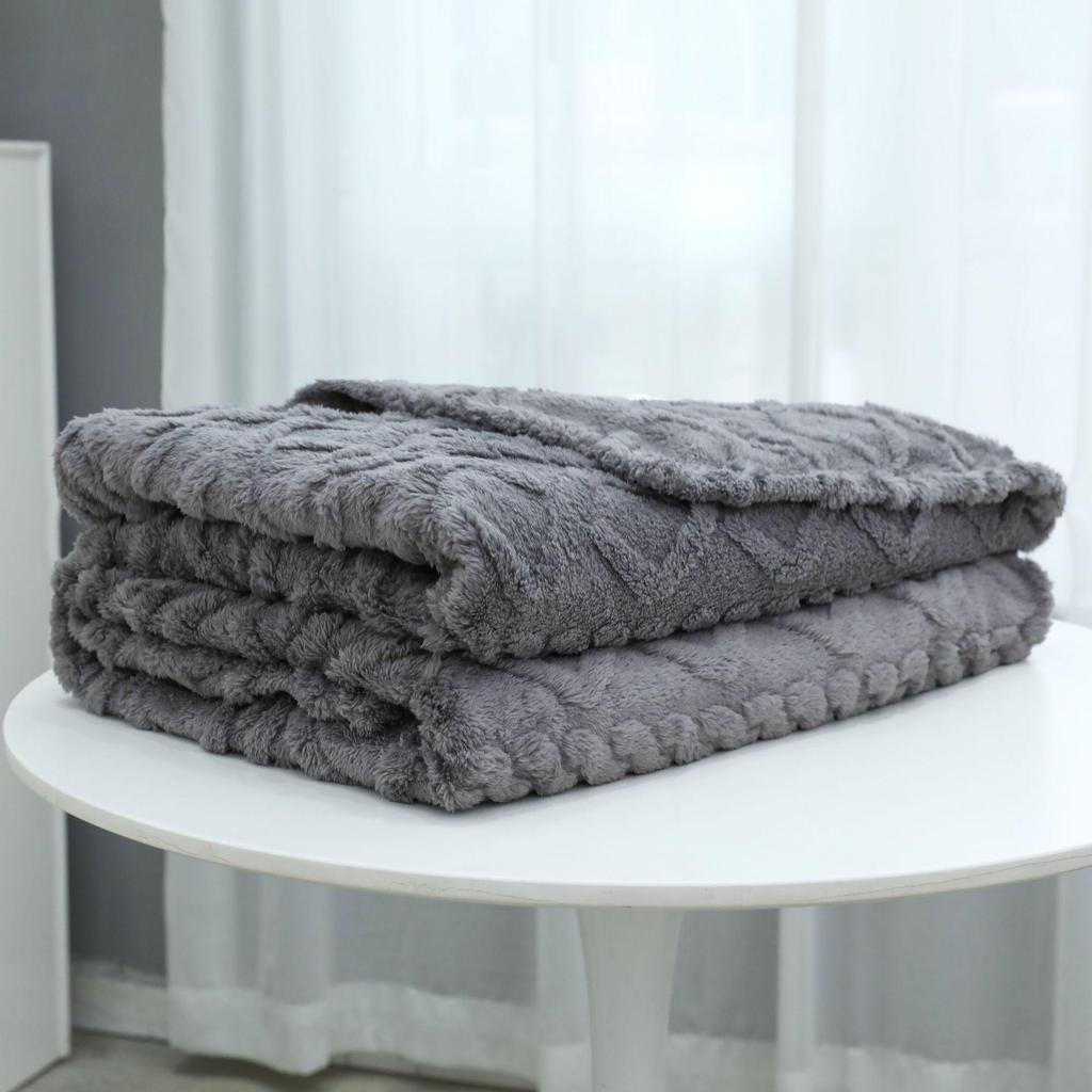Autumn and Winter New High-gram Single-layer Double-sided Jacquard Tafu Fleece Shu Cotton Fleece Multi-functional Blankets