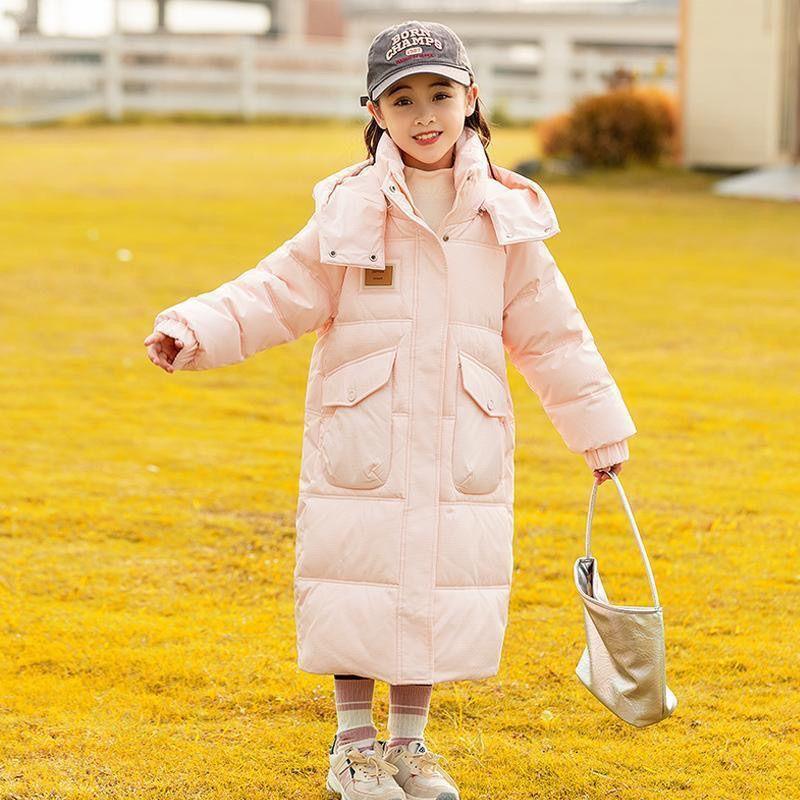 Children's Casual Long Down Cotton-padded Jacket, Girls' Knee-length Thick Cotton-padded Jacket, Winter Coat