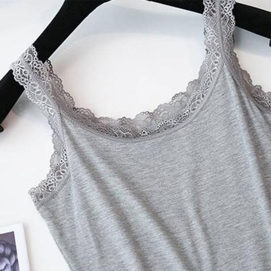 Women Lace Trim Camisole Tank Tops Set | Breathable Stretchy Sleeveless Layering Tops | Black White Grey Basic Undershirt Elegant Camis