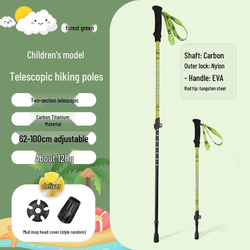 Children s Carbon Fiber Foldable Trekking Poles with Anti-slip Grip for Hiking Outdoors