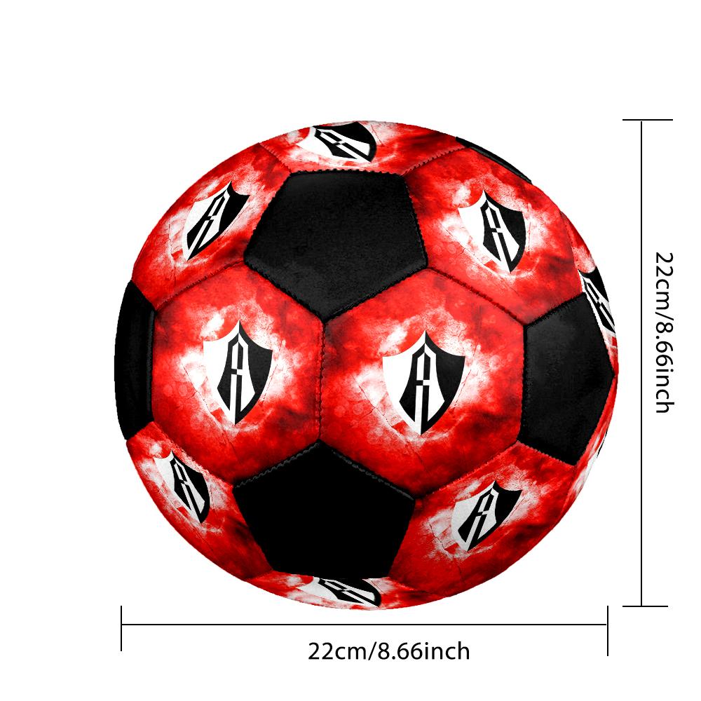 SIZE 5 Atlas Football Club (Black & Red Background) Soccer Ball Colorful All Ages Machine Stitched PVC Competition Ready Durable High-Bounce