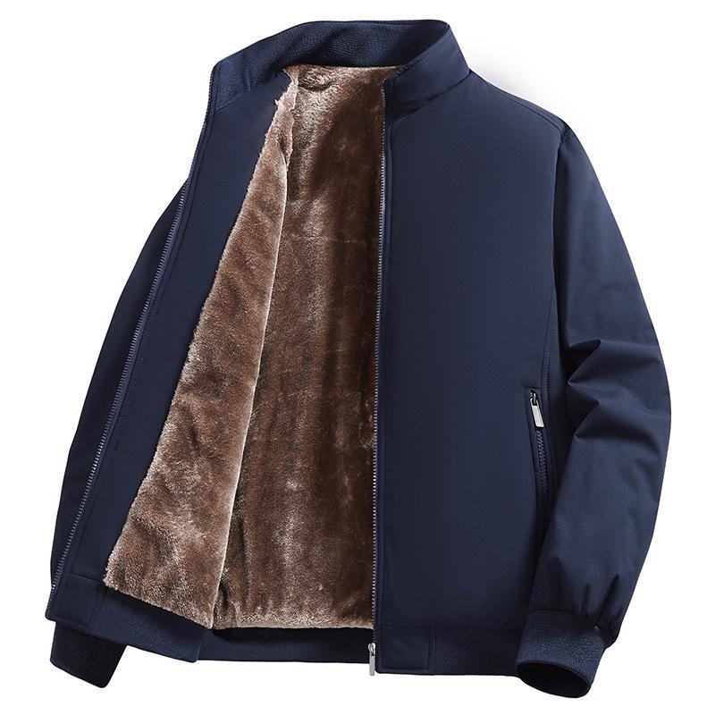 Men's Warm Velvet Jacket, Stand Collar, Versatile for All Ages, Casual Fit for Autumn & Winter