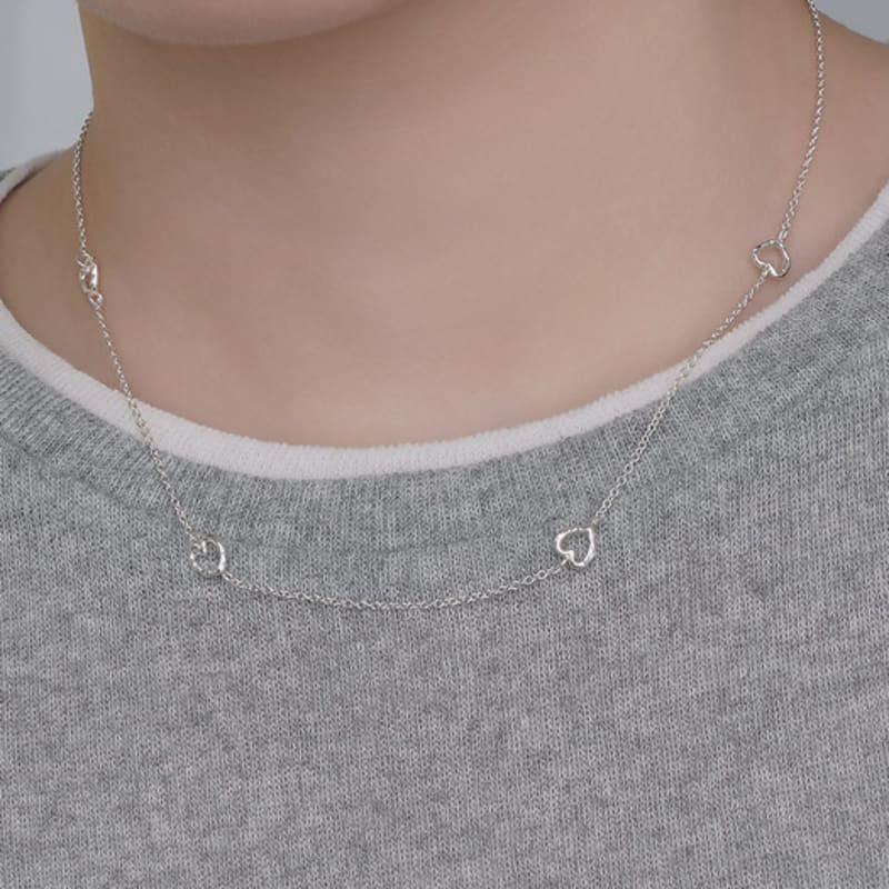 

POSTLUDE [SILVER] ROUGH WIRE HEART CHAIN necklace (SHORT) single type