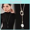 Fashionable Sweater Chain Autumnwinter Pearl Adjustable Long Necklace