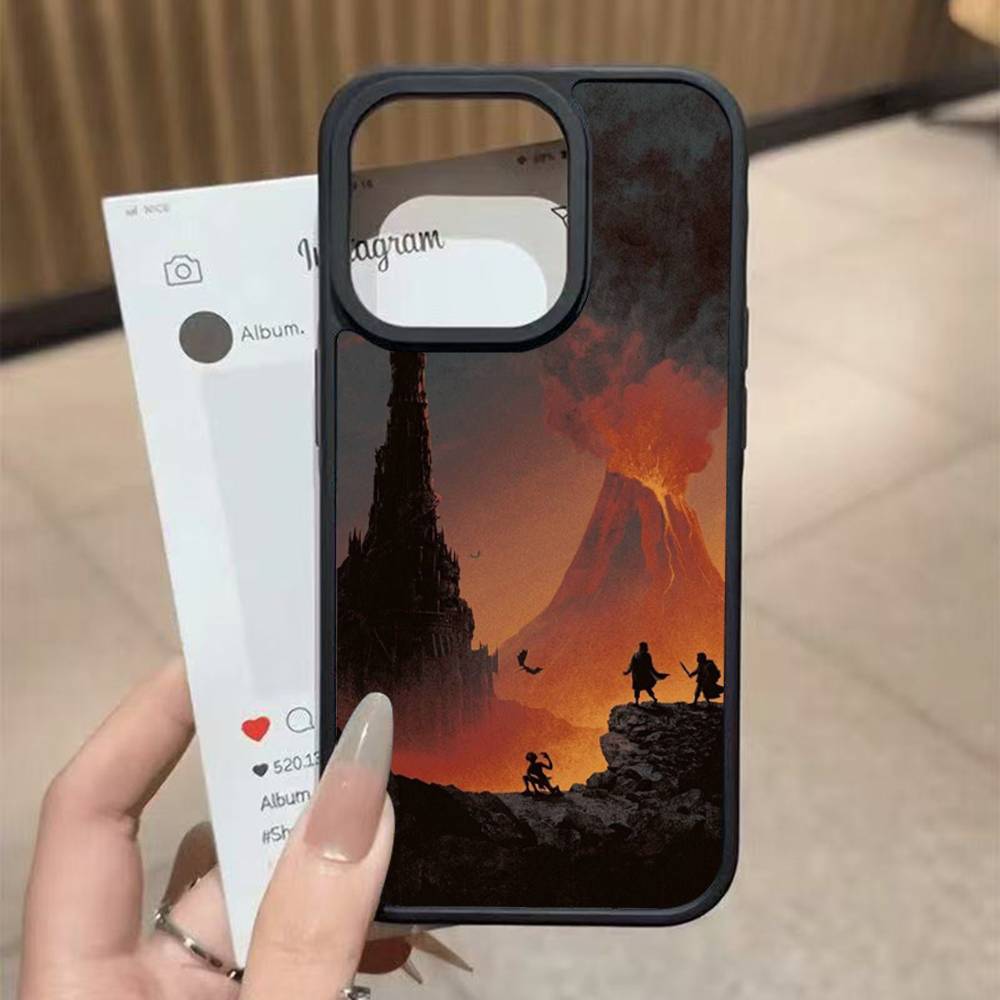 The Lord of the R-Rings Map Black Silicone Hard Plastic Phone Case For Iphone 17 Air 16 15 14 13 12 11 Pro Max PC+TPU Case
