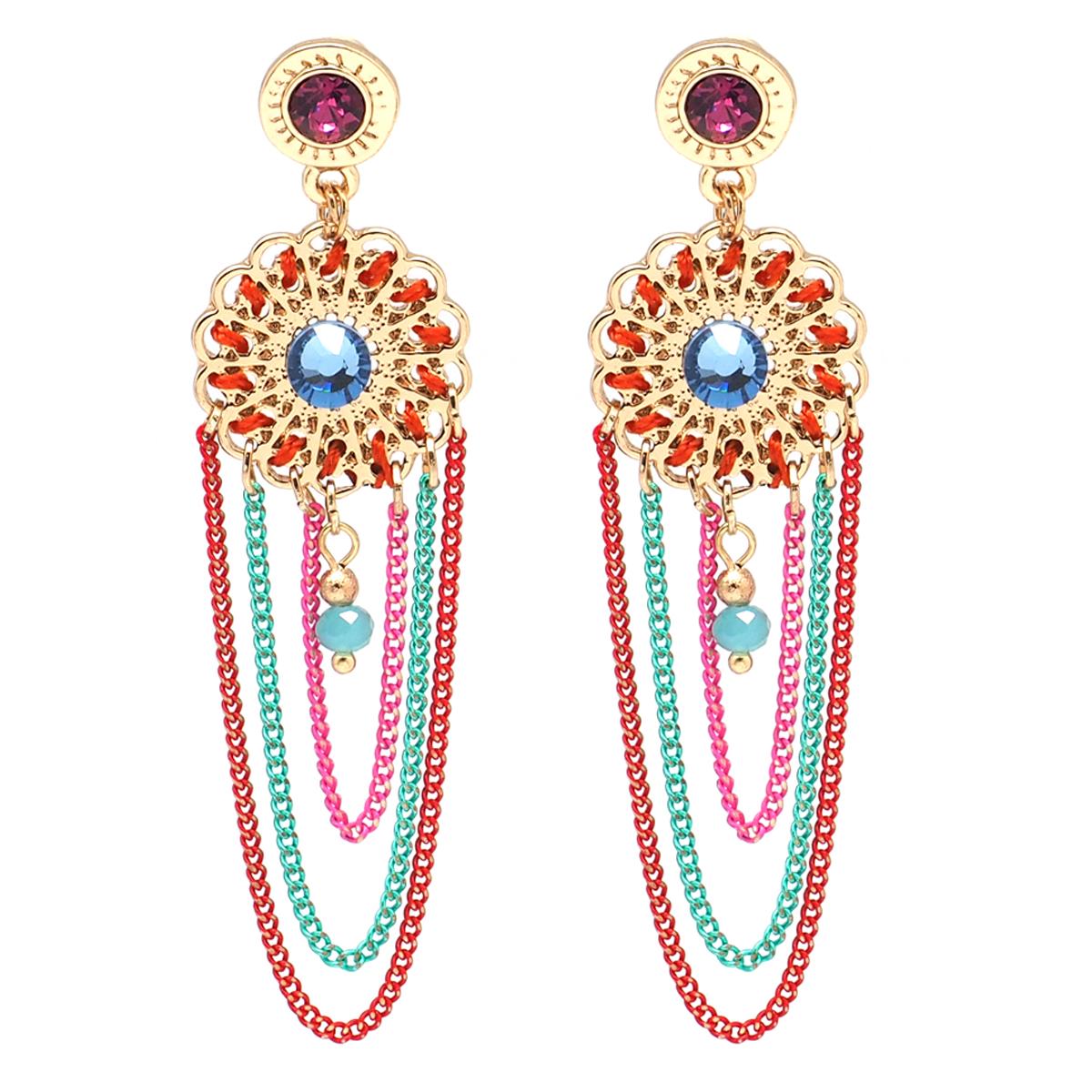 

Lily s Treasures [Q2605] - Дизайнерские серьги Acapulco Разноцветное золото - 75x18 мм