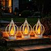 Metal Flame Lanterns for Garden Solar Lantern  Hanging Outdoor Realistic Bonfire Effect Lights Waterproof Lantern Patio Porch Yard Decor Courtyard