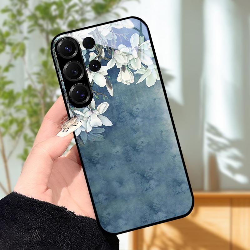 For Samsung S23 S24 Ultra Fashion Case S24 Plus / S23+ S24+ Hard PC Tempered Glass Phone Cover For Galaxy S23 FE Glass Protector