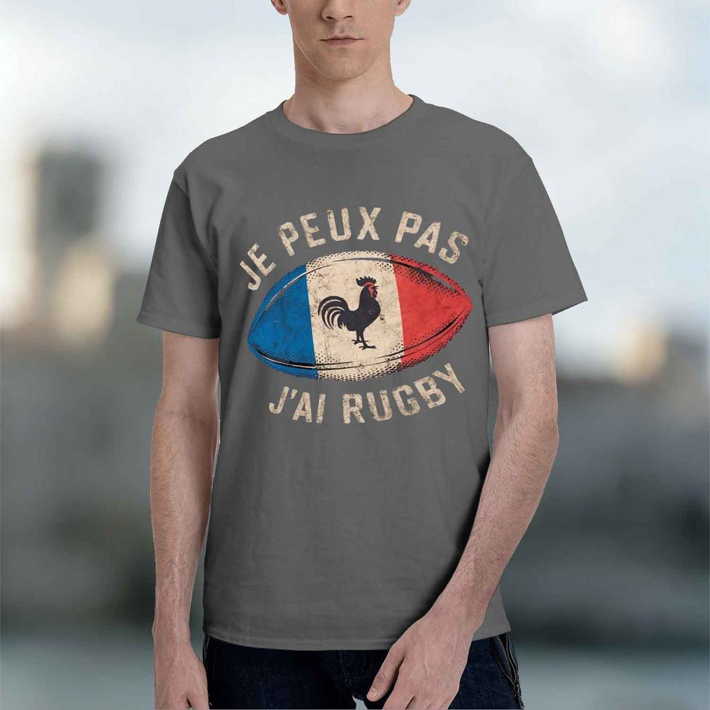 2026 New Model Summer Unisexs 100 Pure Cotton Rugby Graphic Print Fashionable Casual Loose Sports Round Neck Short Sleeved Tshir