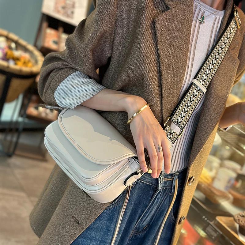 Female Cowhide Luxury Retro Crossbody Bag Women Natural Cow Leather Bag Lady High Quality Commuter Shoulder Bags Ladies Handbag