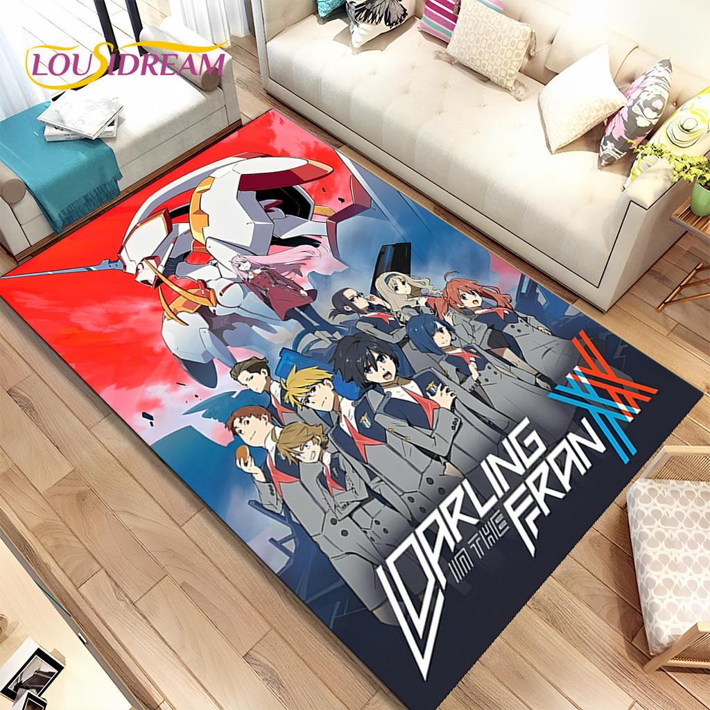 Alfombra de área de anime Zero Two DARLING In The FRANXX, Alfombra para sala de estar, dormitorio, sofá, felpudo de decoración, Alfombra de suelo antideslizante para niños