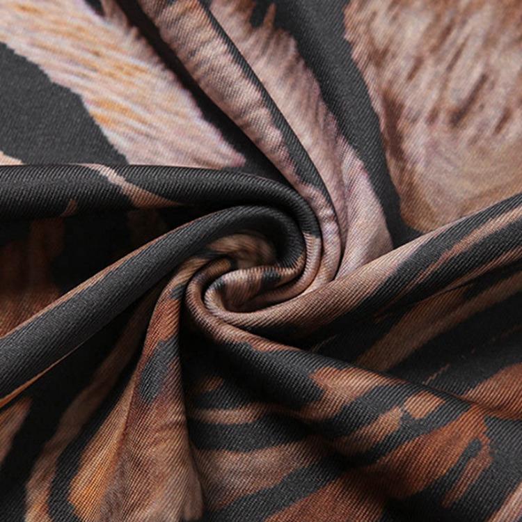 Sexy Women Summer Dress Spaghetti Strap Slash Neck Slim Tiger Print Khaki Split Side Lady Dress