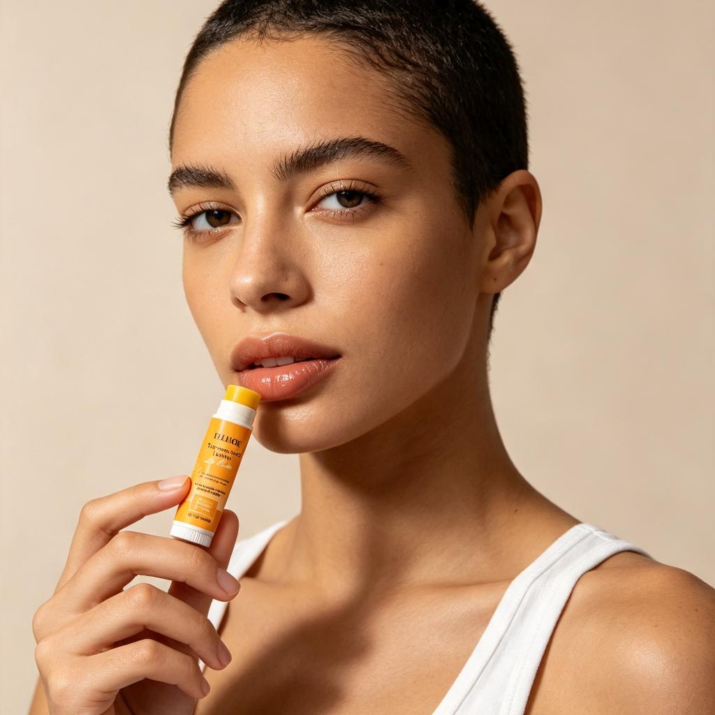 EELHOE Turmeric and Lemon Lip Balm Deep Hydration Lip Melanin Remover Exfoliant for Lips Care Lip Brightening for Dark Lips 5g