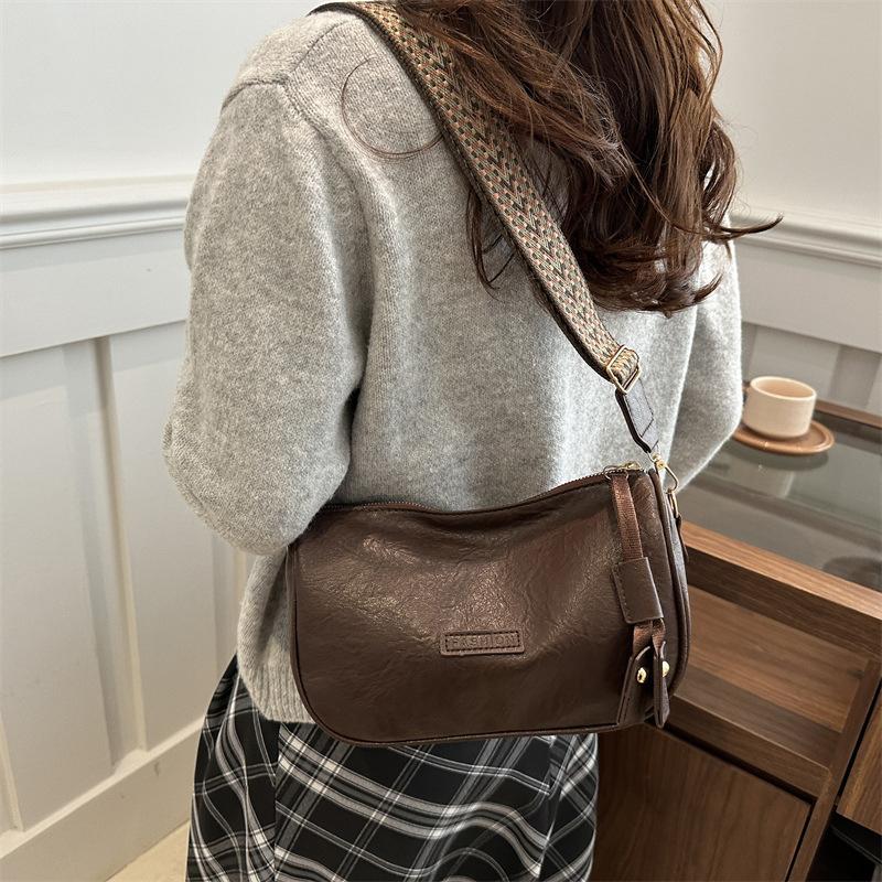 Vintage Fashion Versatile New Women Lady Bags Solid Color High-Grade Texture Simple Generous Temperament Crossbody Shoulder CLE