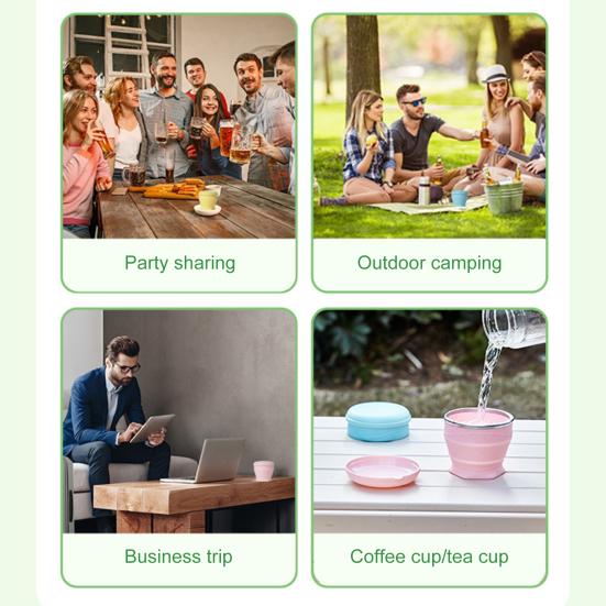 Silicone Folding Water Cup with Lanyard 180ML Reusable Portable Drinking Mug Wide-Mouth Lightweight